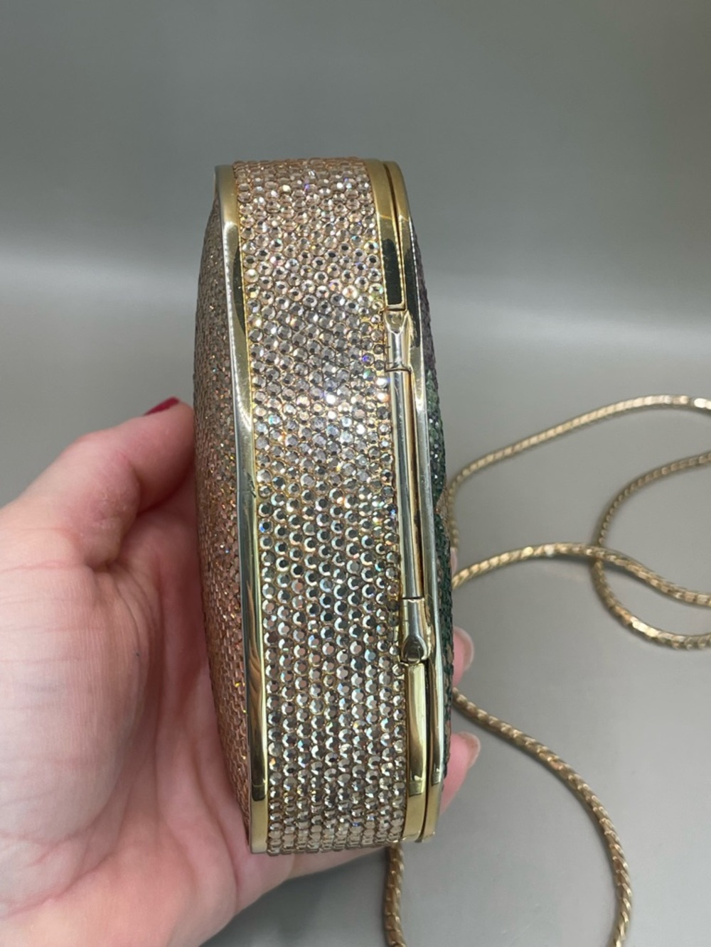 JUDITH LEIBER READ! USED Floral Swarovski Crystals GoldTone Shoulder Bag/Purse - Picture 4 of 15